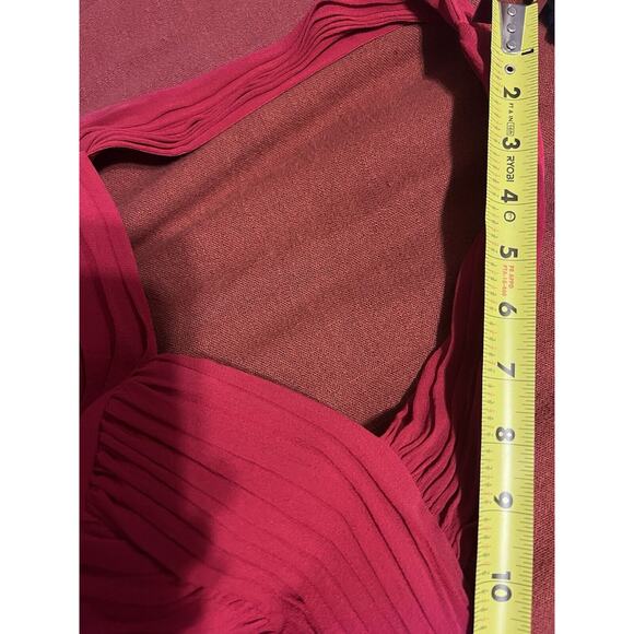 Tadashi pleated silk fitted Cocktail Dress 6 Red Party Prom Vintage - Picture 12 of 12